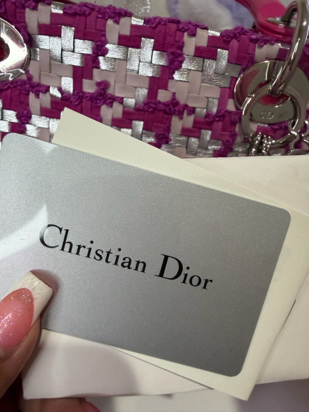 Dior Pink Tweed Lady Dior Satchel with Silver Hardware - Picture 14 of 15
